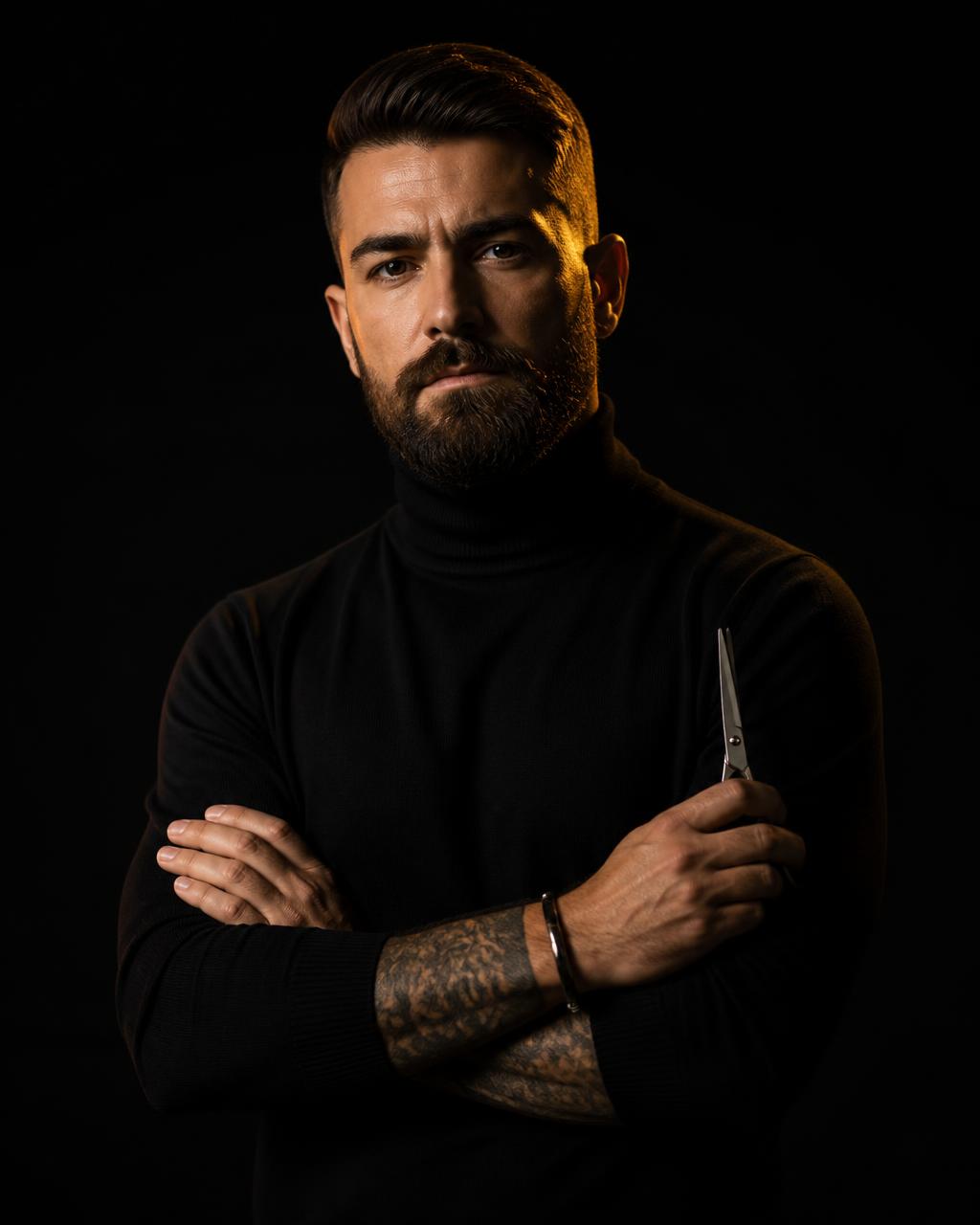 Barbeiro da Lotus em retrato profissional